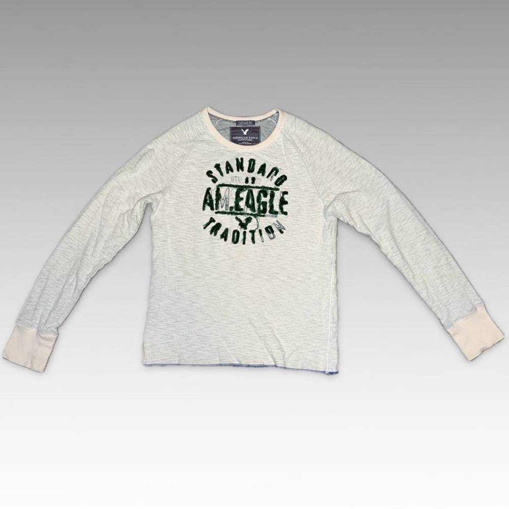 American Eagle Outfitters Men’s White Long Sleeve Shirt vintage fit — Medium